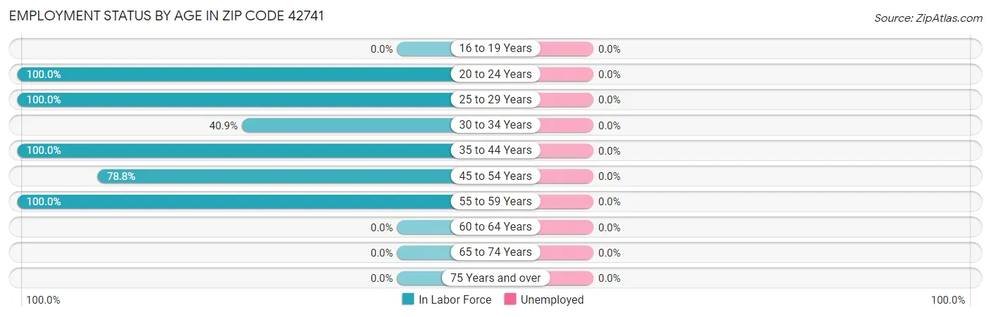 Employment Status by Age in Zip Code 42741