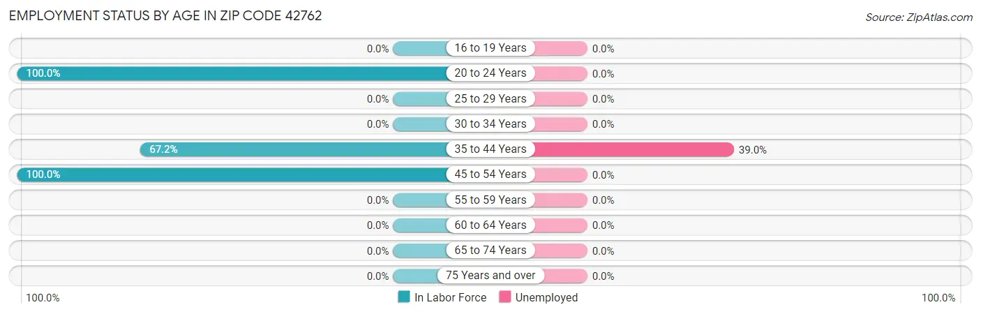 Employment Status by Age in Zip Code 42762