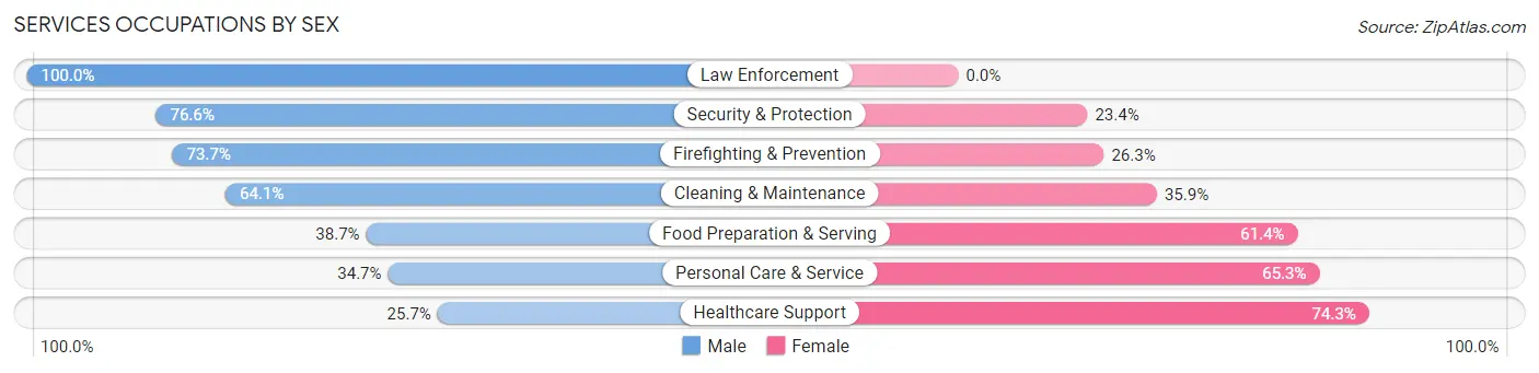 Services Occupations by Sex in Zip Code 44708