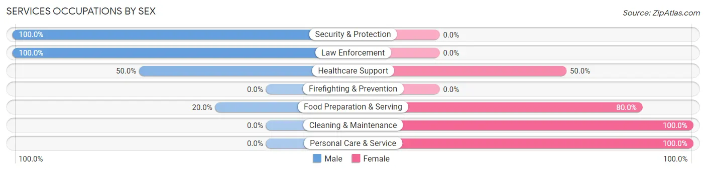 Services Occupations by Sex in Zip Code 57314