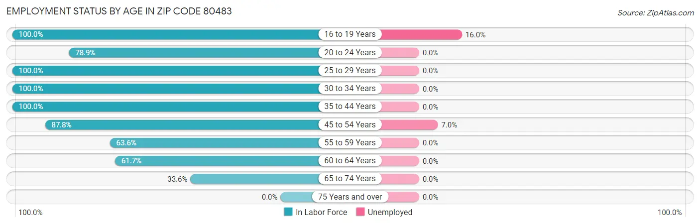Employment Status by Age in Zip Code 80483
