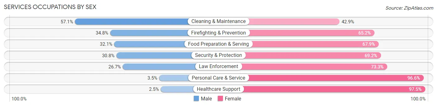 Services Occupations by Sex in Zip Code 83801