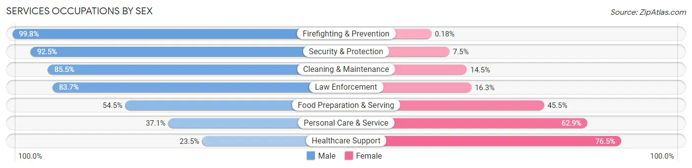 Services Occupations by Sex in Zip Code 87120