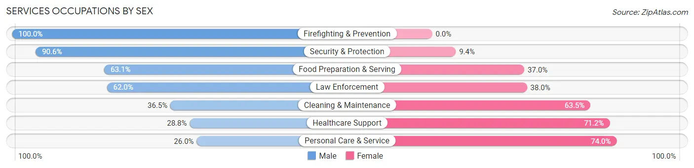Services Occupations by Sex in Zip Code 87507