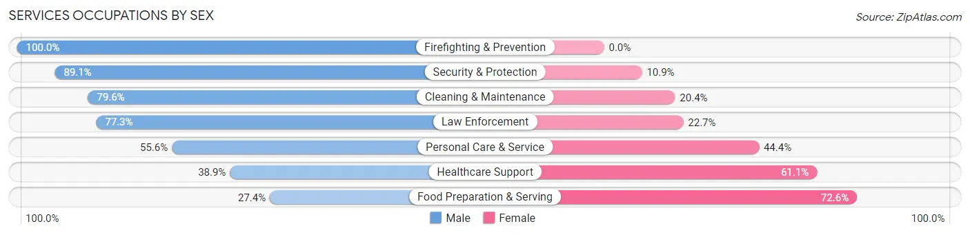 Services Occupations by Sex in Zip Code 87701