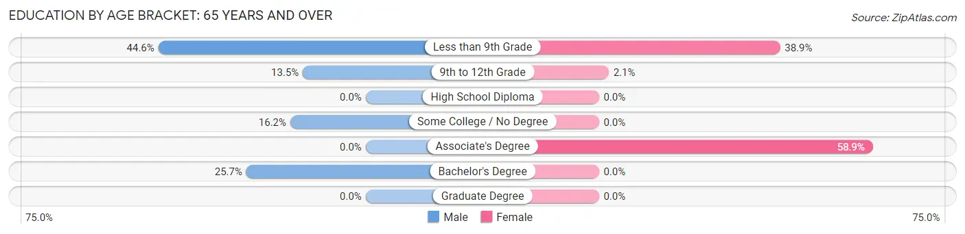 Education By Age Bracket in Zip Code 88029: 65 Years and over