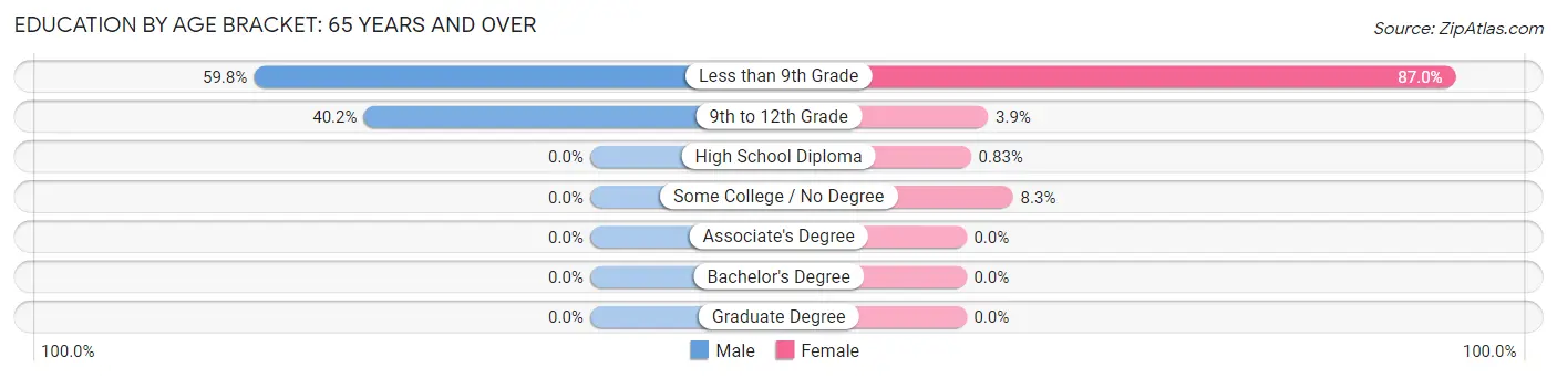 Education By Age Bracket in Zip Code 88048: 65 Years and over