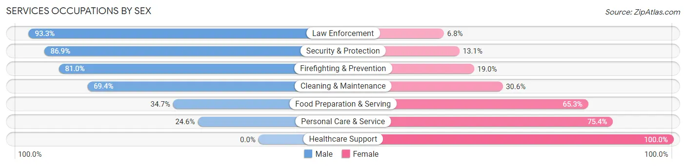 Services Occupations by Sex in Zip Code 88201
