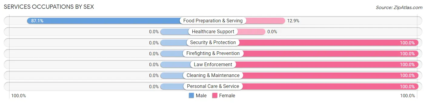 Services Occupations by Sex in Zip Code 88256