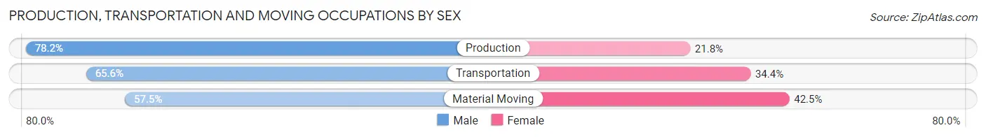 Production, Transportation and Moving Occupations by Sex in Zip Code 88401