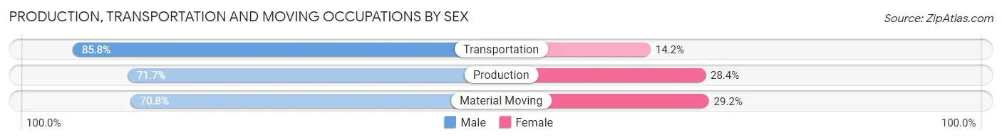 Production, Transportation and Moving Occupations by Sex in Area Code 208