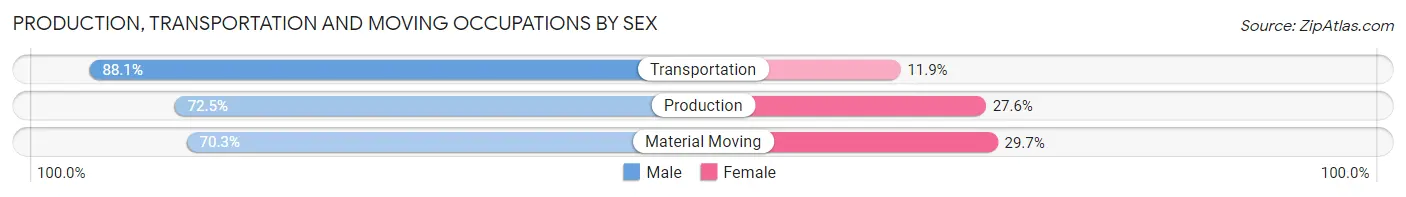 Production, Transportation and Moving Occupations by Sex in Area Code 209