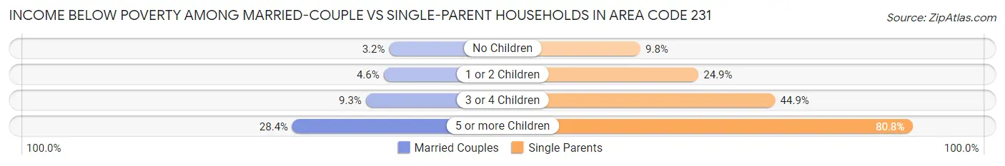 Income Below Poverty Among Married-Couple vs Single-Parent Households in Area Code 231
