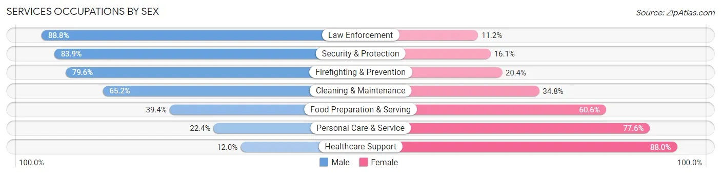 Services Occupations by Sex in Area Code 234