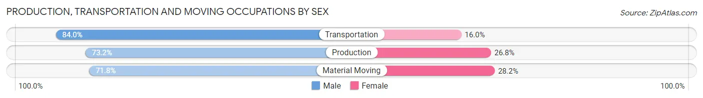 Production, Transportation and Moving Occupations by Sex in Area Code 302