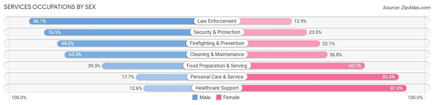 Services Occupations by Sex in Area Code 309
