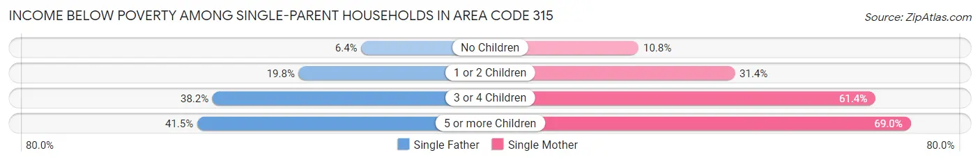 Income Below Poverty Among Single-Parent Households in Area Code 315