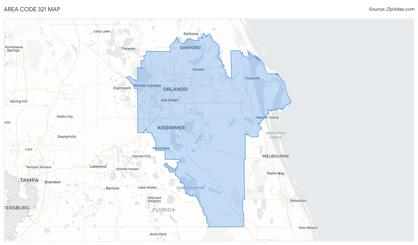 Area Code 321 Map