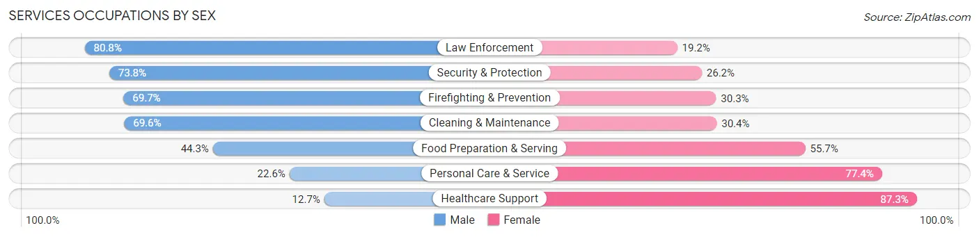 Services Occupations by Sex in Area Code 331