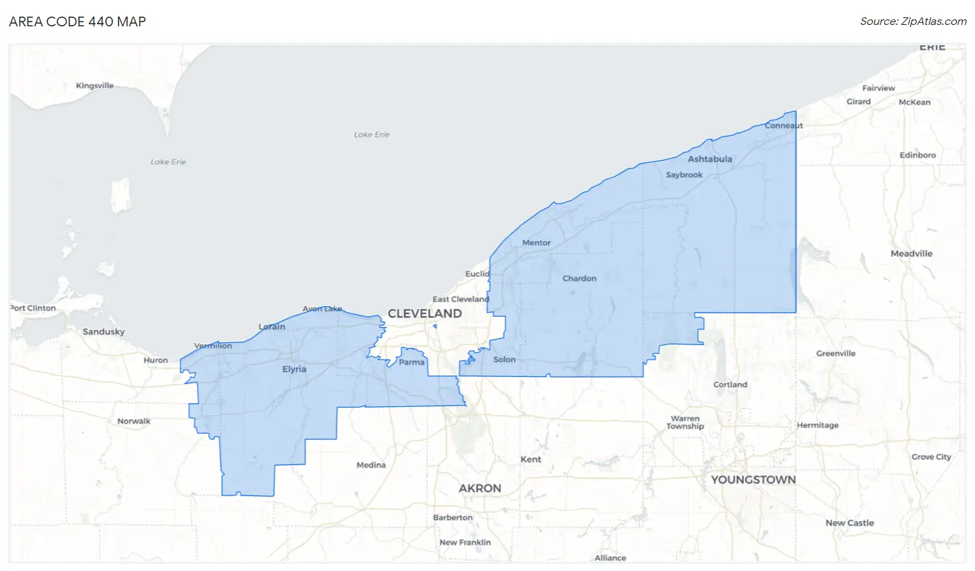 Area Code 440 Map