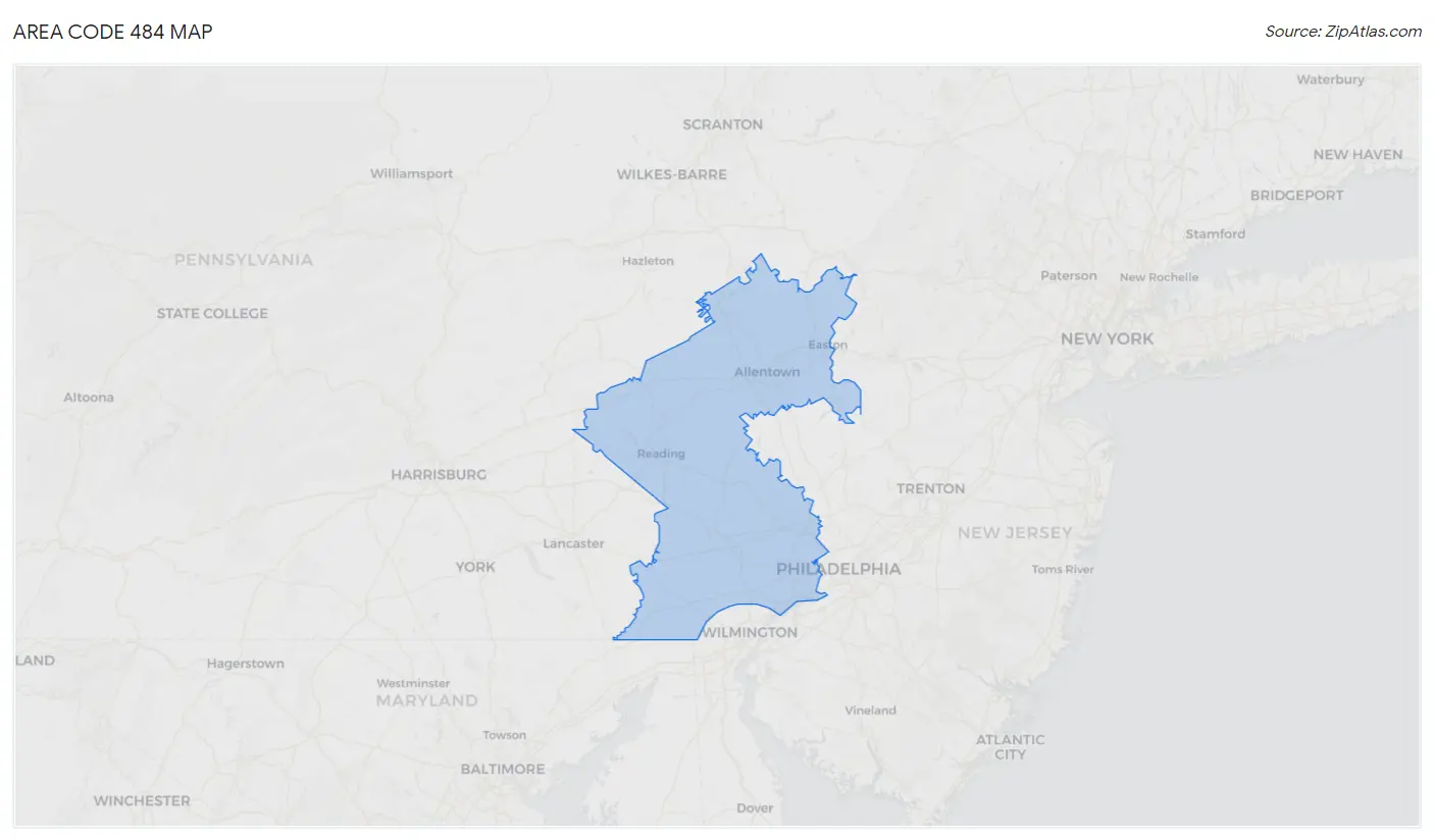 Area Code 484 Map