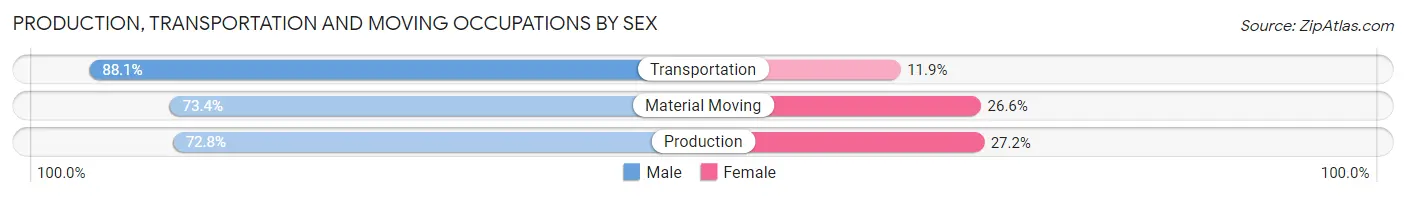 Production, Transportation and Moving Occupations by Sex in Area Code 573