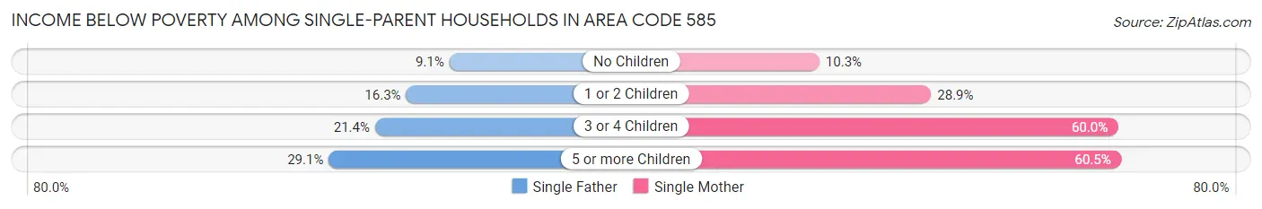Income Below Poverty Among Single-Parent Households in Area Code 585