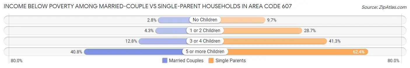 Income Below Poverty Among Married-Couple vs Single-Parent Households in Area Code 607