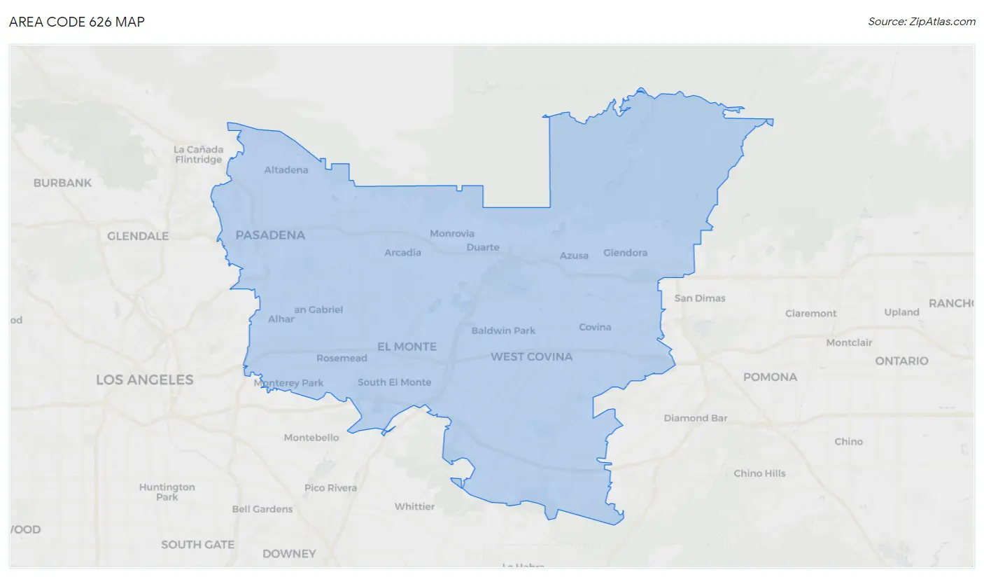 Area Code 626 Map