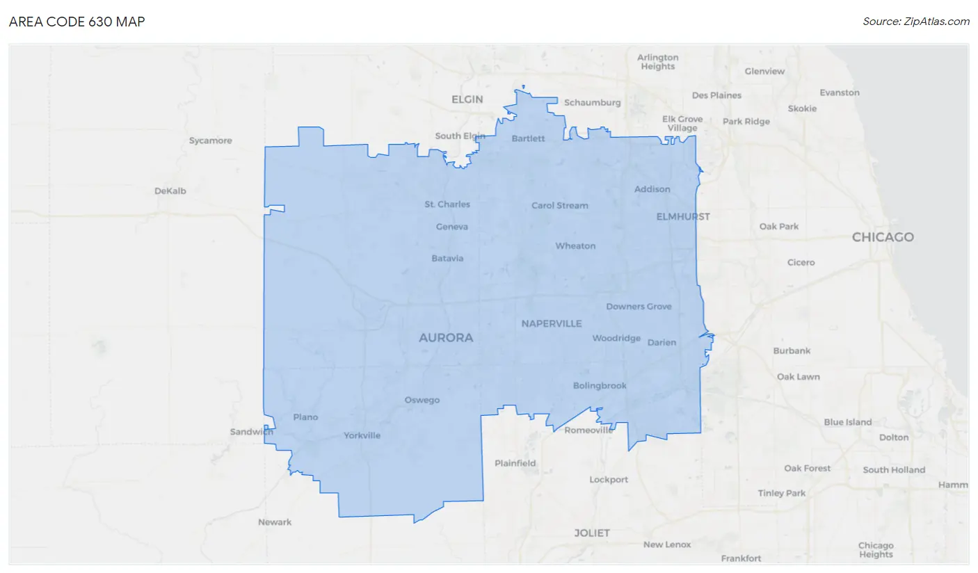 Area Code 630 Map