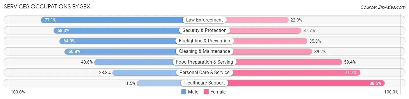 Services Occupations by Sex in Area Code 762