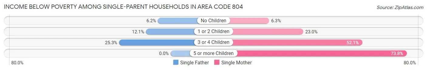 Income Below Poverty Among Single-Parent Households in Area Code 804