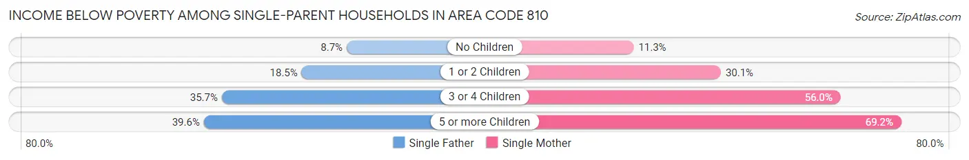Income Below Poverty Among Single-Parent Households in Area Code 810