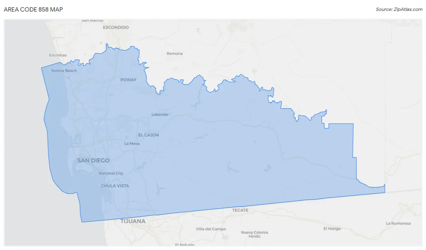 Area Code 858 Map