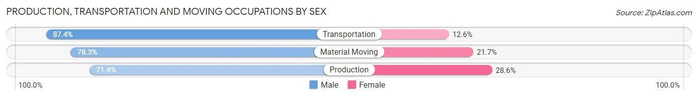 Production, Transportation and Moving Occupations by Sex in Area Code 915