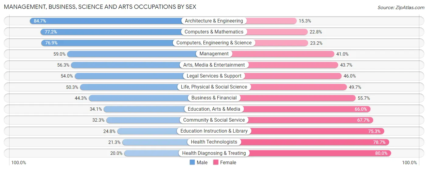 Management, Business, Science and Arts Occupations by Sex in Area Code 931