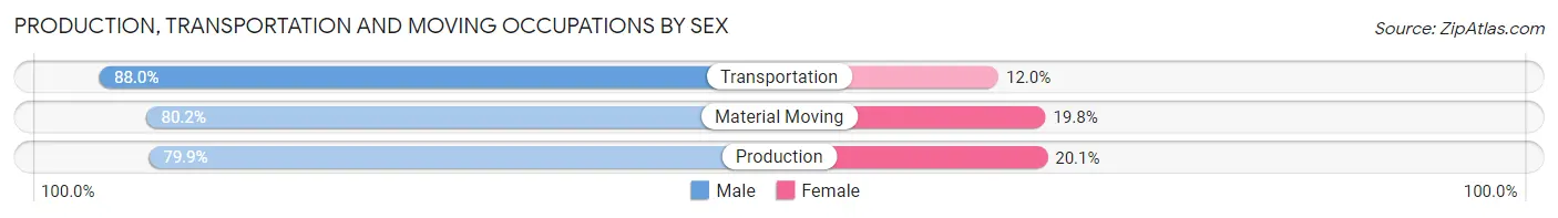 Production, Transportation and Moving Occupations by Sex in Area Code 936