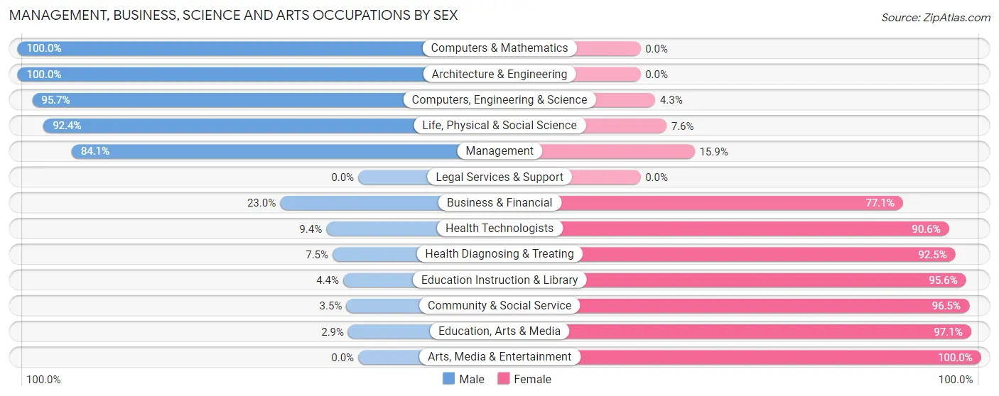 Management, Business, Science and Arts Occupations by Sex in Area Code 938