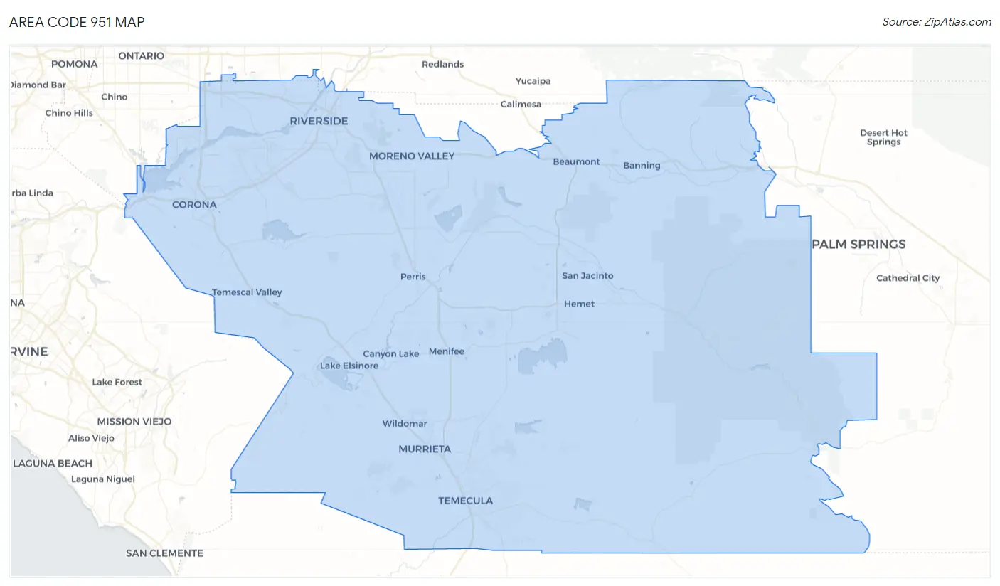 Area Code 951 Map