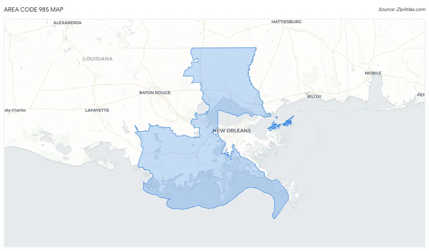 Area Code 985 Map