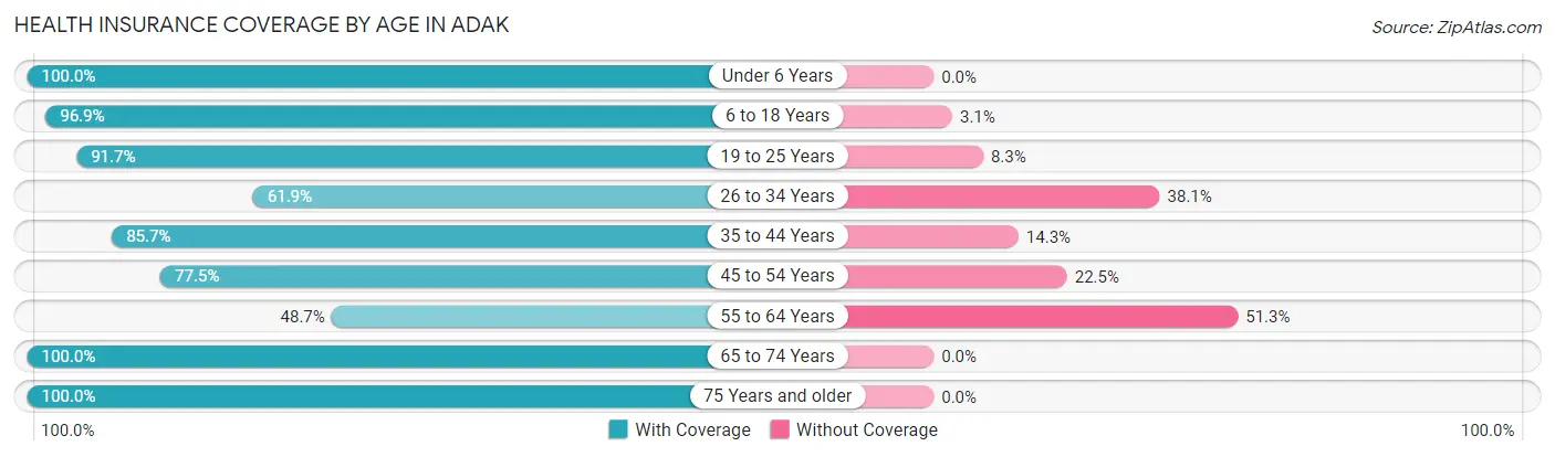 Health Insurance Coverage by Age in Adak