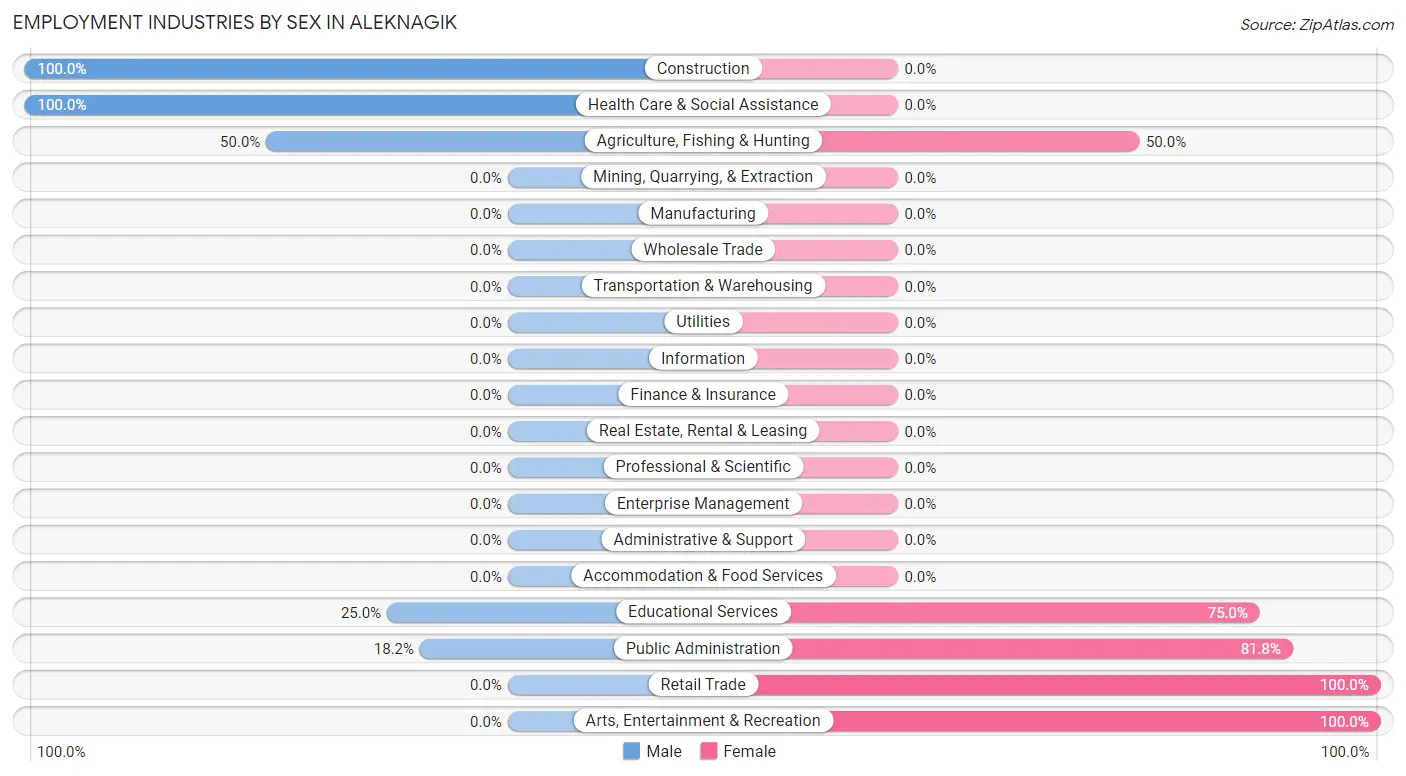 Employment Industries by Sex in Aleknagik