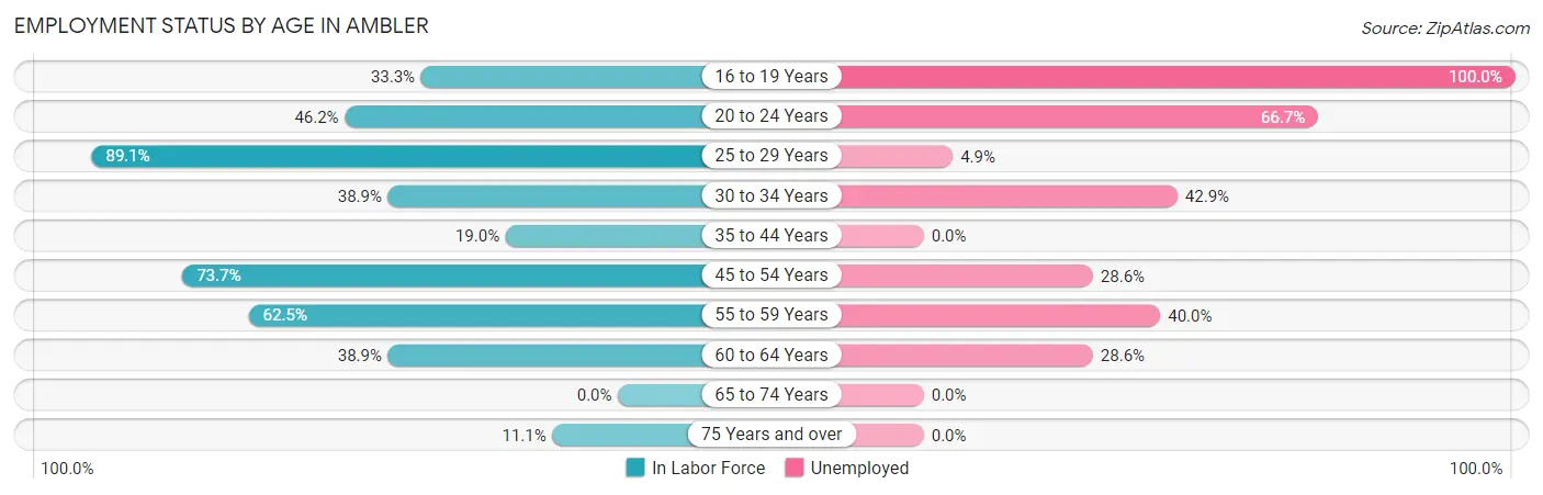 Employment Status by Age in Ambler