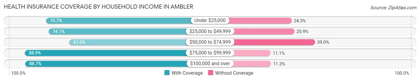 Health Insurance Coverage by Household Income in Ambler