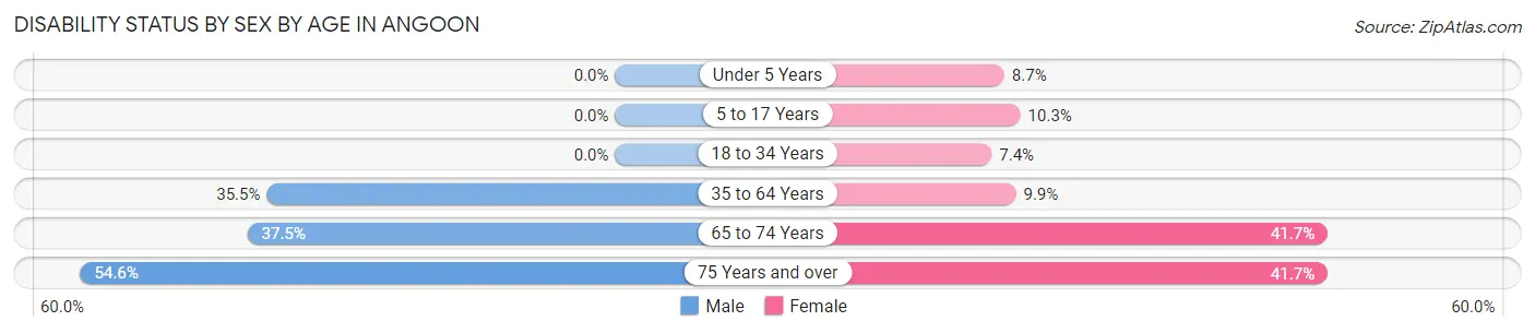 Disability Status by Sex by Age in Angoon