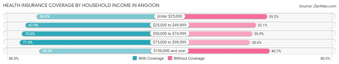 Health Insurance Coverage by Household Income in Angoon