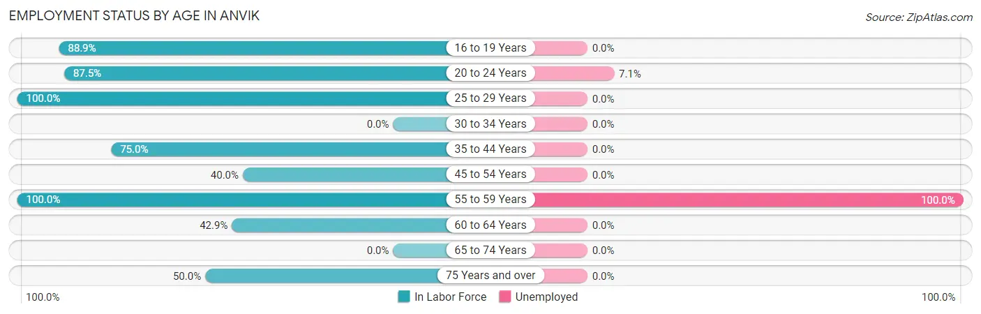 Employment Status by Age in Anvik