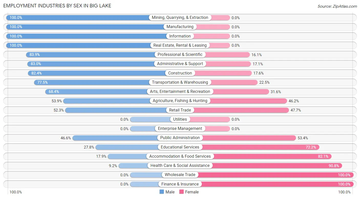 Employment Industries by Sex in Big Lake