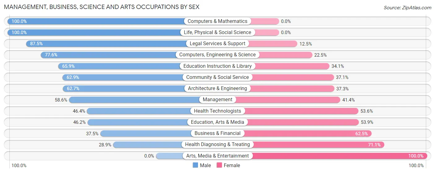 Management, Business, Science and Arts Occupations by Sex in Big Lake