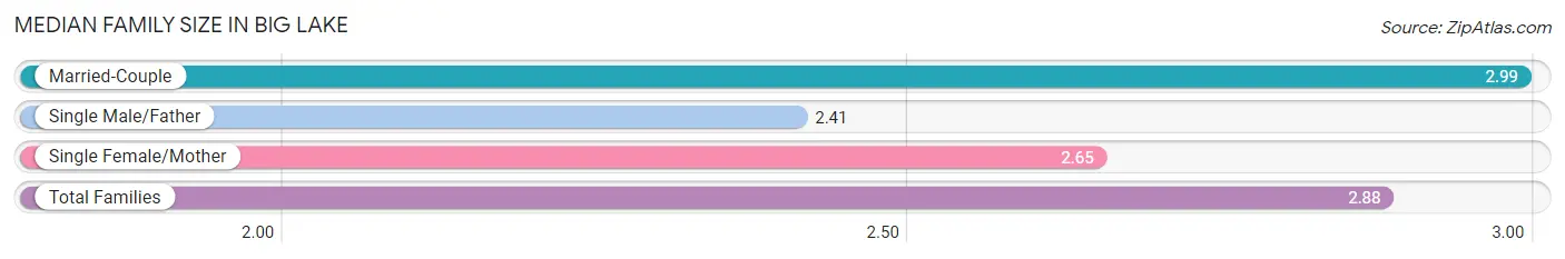 Median Family Size in Big Lake